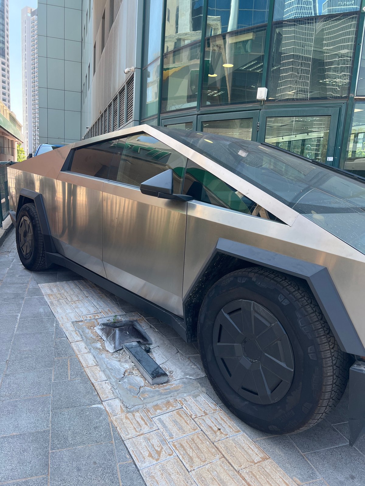Tesla Cybertruck spotted parked on Tel Aviv sidewalk
