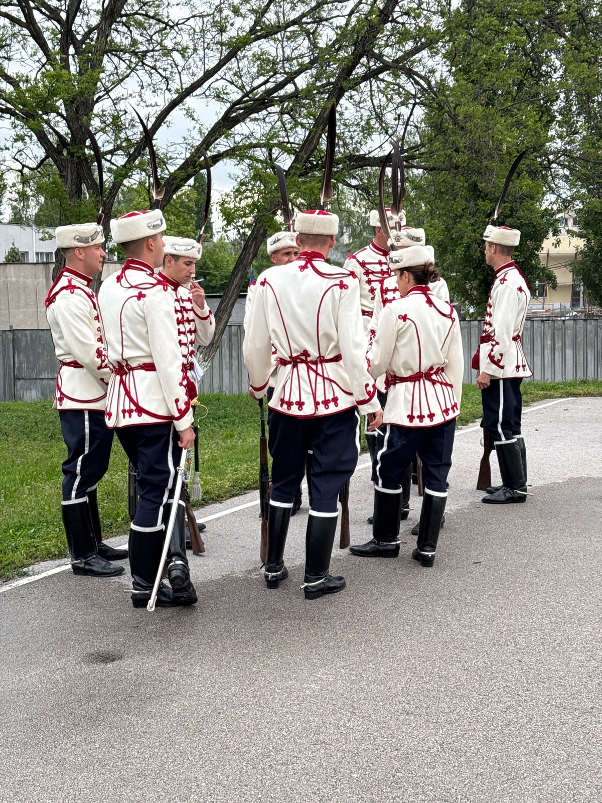 Ceremonial soldiers stand guard in Sofia