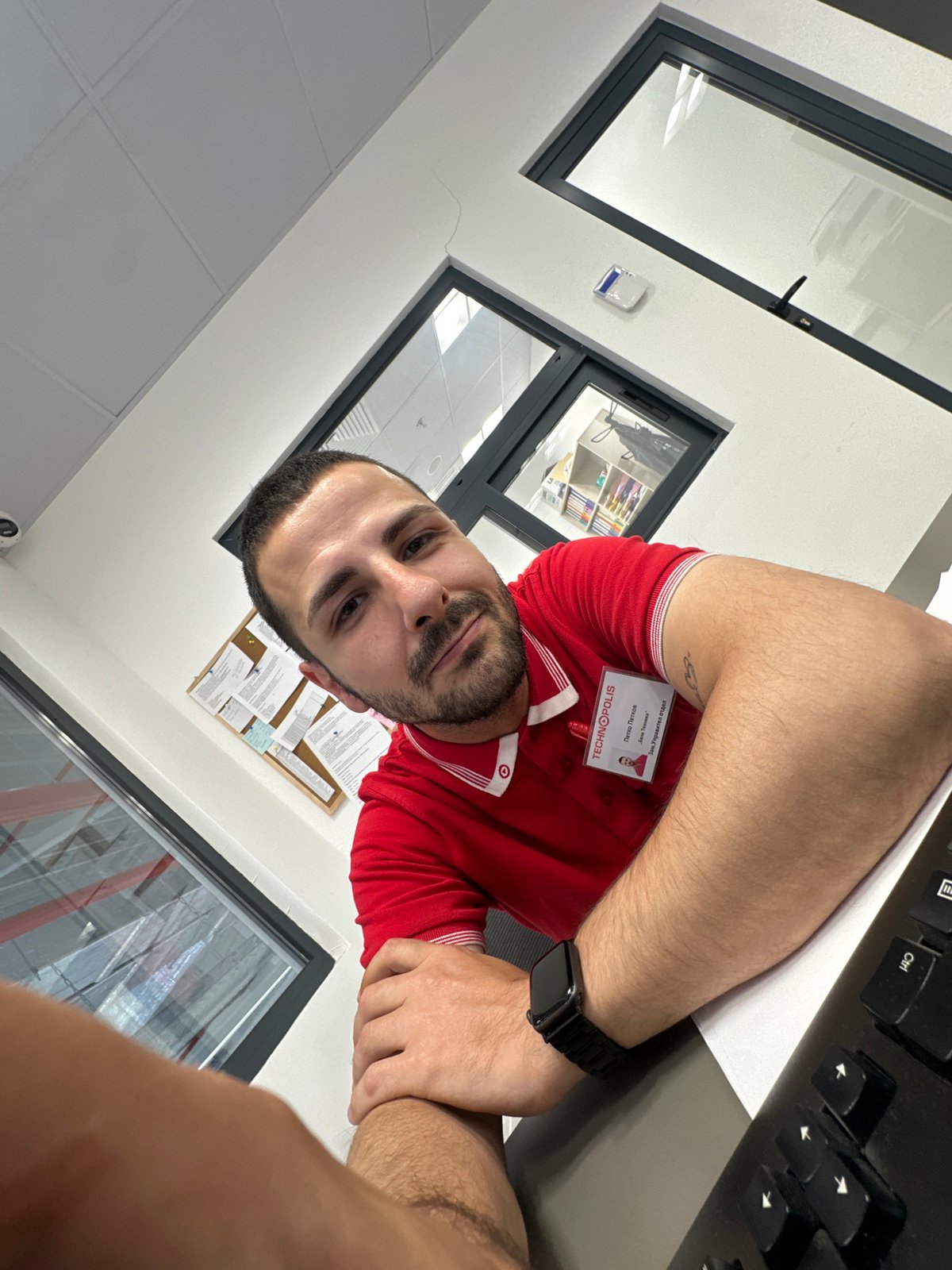 Electronics store employee documents workday in Lovech, Bulgaria