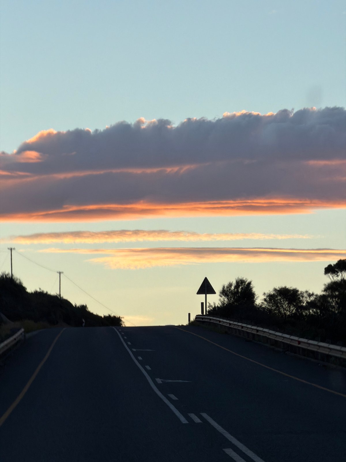 Curved road captured at twilight in Cape Agulhas