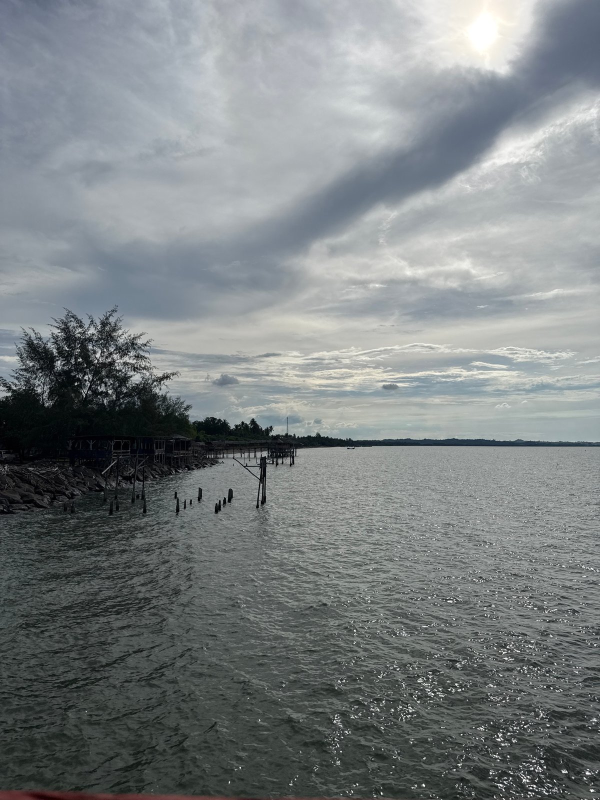 Morning scenes documented at Lancok waterfront promenade, Indonesia