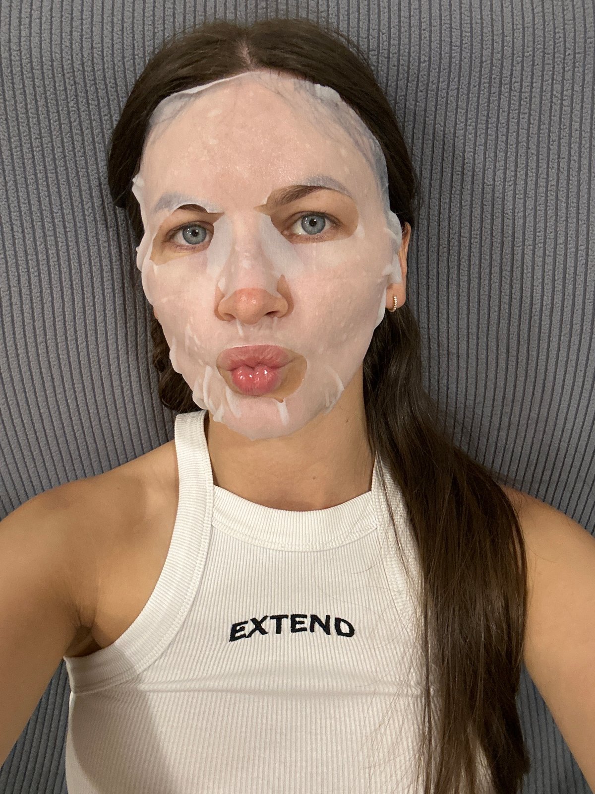 Woman documents personal day with skincare and family time