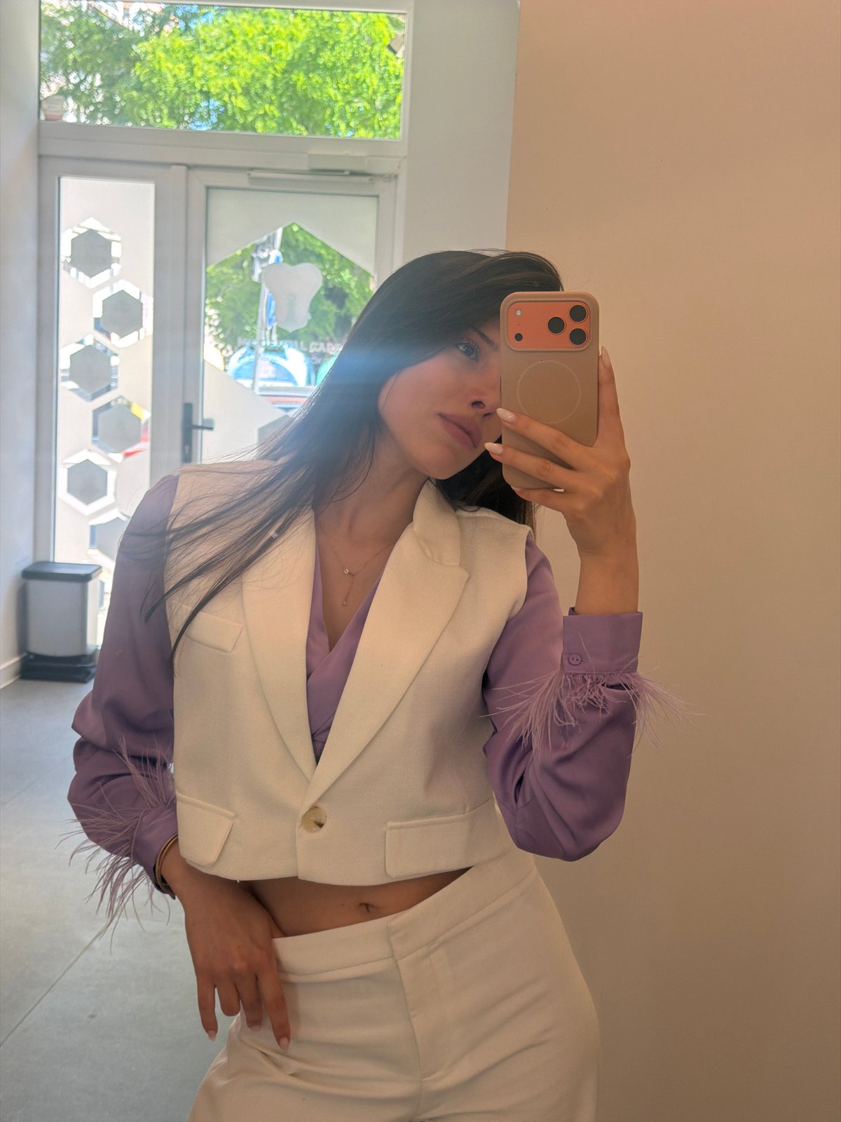 Woman documents lavender field visit and dental appointment day