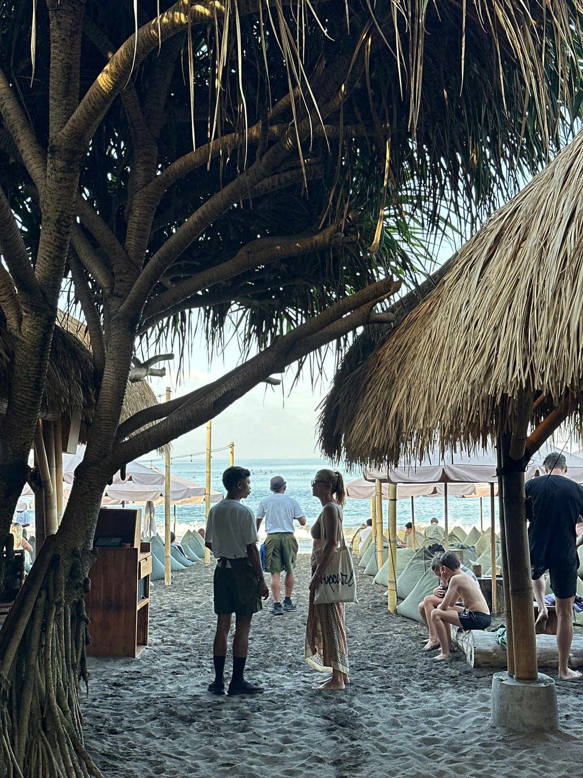Kuta beach life: surfers, dogs, and shoreline wanderers