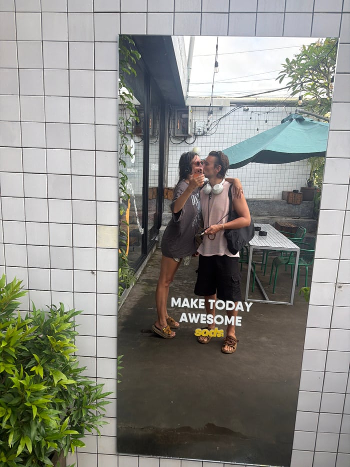Couple explores Uluwatu by scooter, captures dining and sightseeing moments