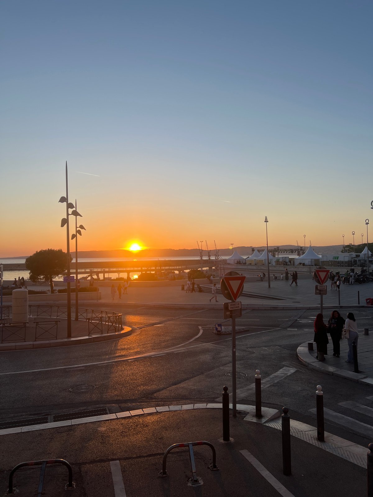 Sunset documented across Marseille waterfront and cathedral district