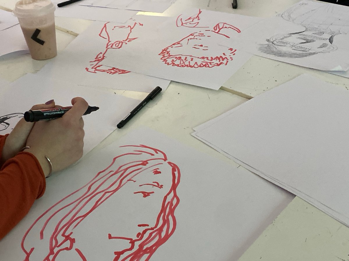 Art students sketch portraits during afternoon drawing session in Moscow