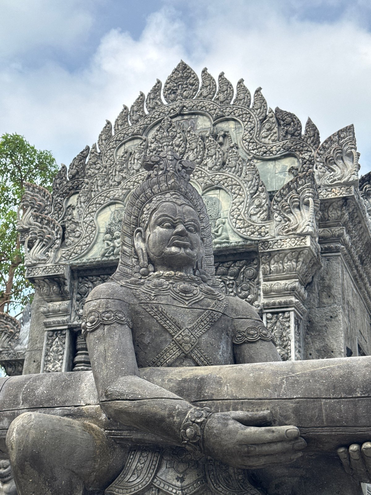 Stone temple carvings and guardian statues, Koh Phangan