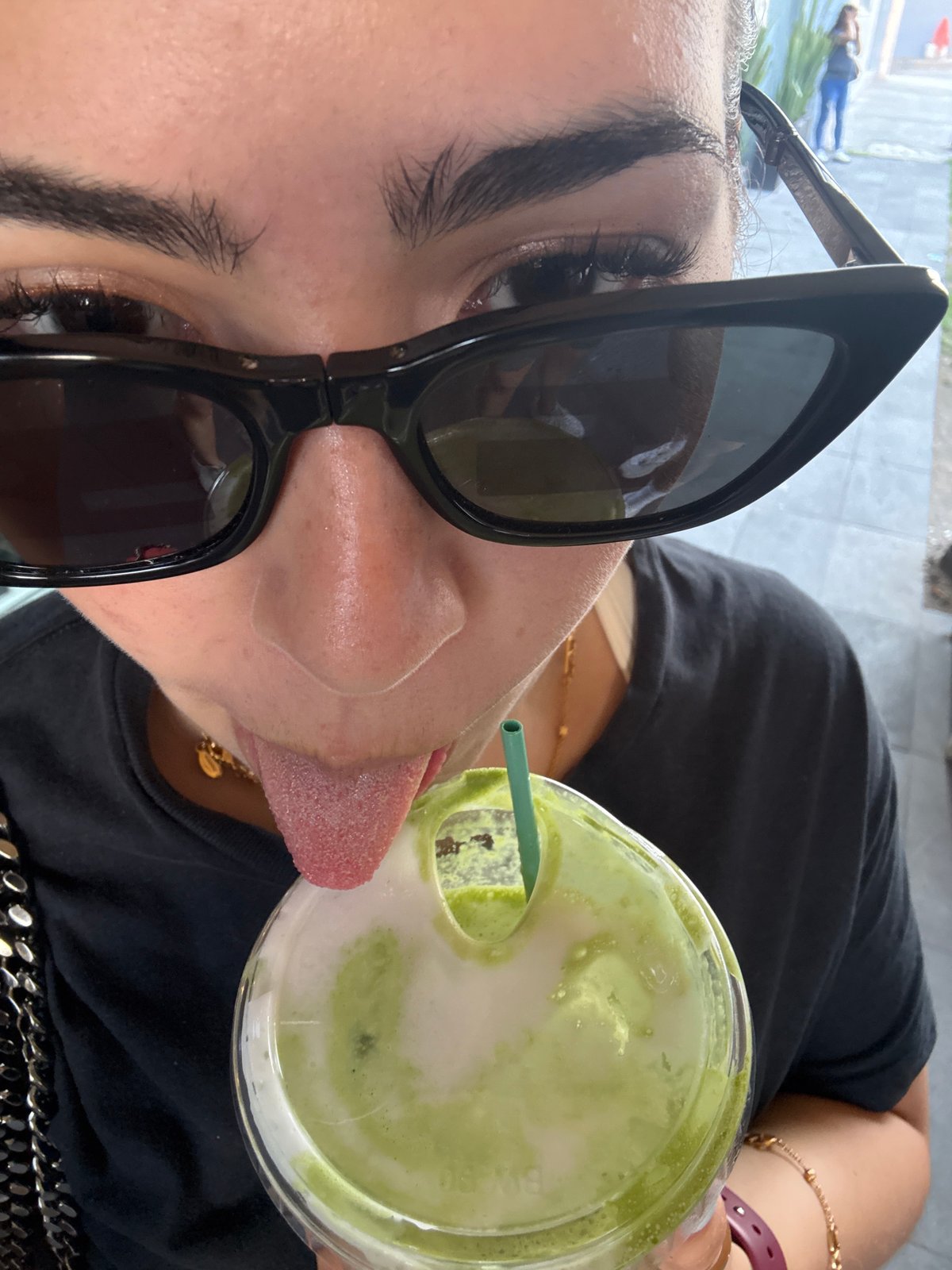Social gathering at Puebla juice bar features green drinks, selfies