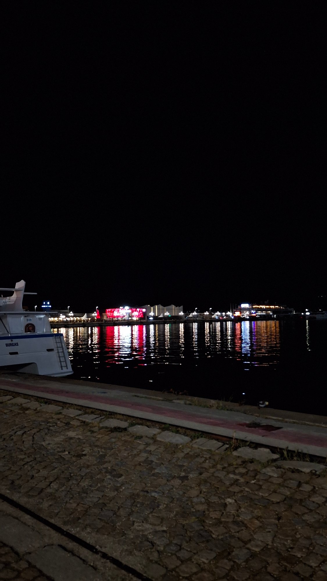 Evening waterfront scenes documented in Varna, Bulgaria