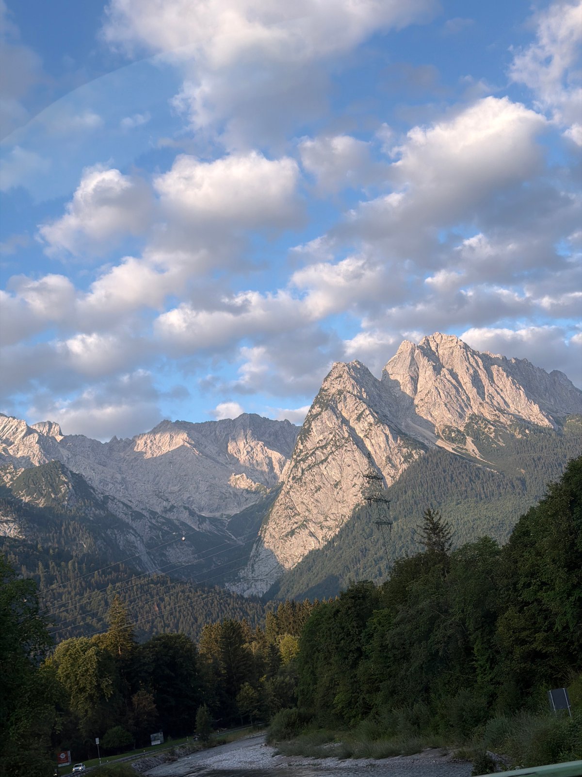 Rocky riverbed and alpine peaks in Garmisch-Partenkirchen