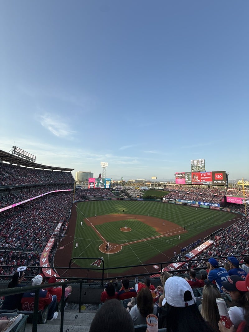 Baseball game draws packed crowd at Angel Stadium