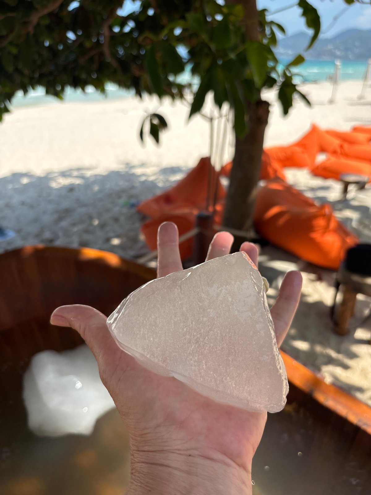 Morning ice bath session captured at Thai beach resort