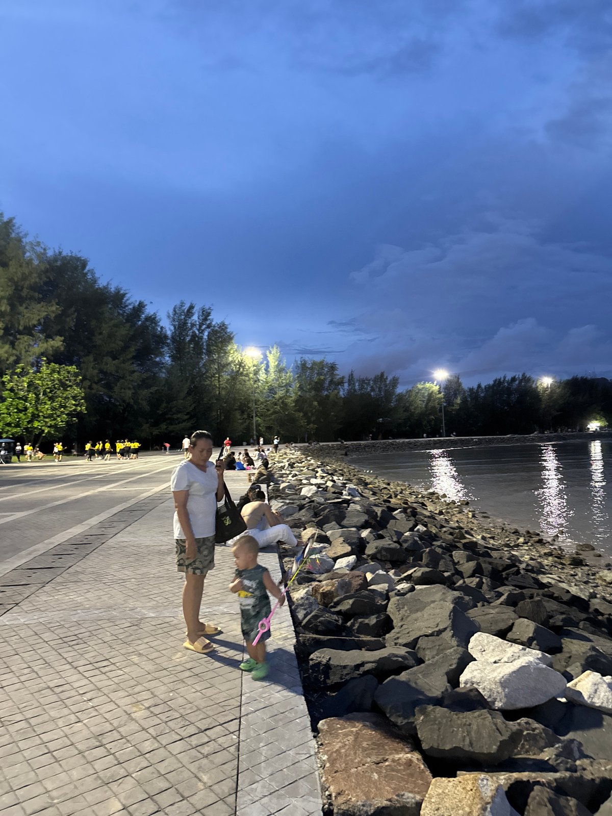 Twilight snacking on durian by the Phuket waterfront