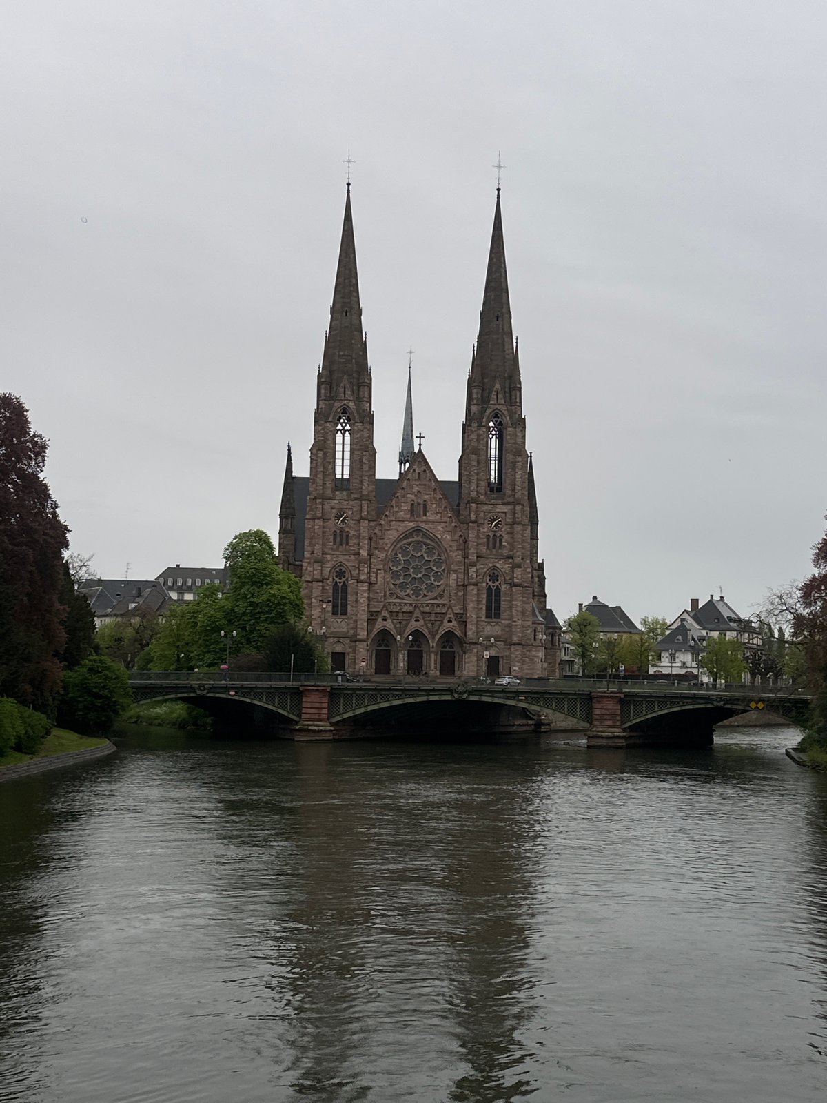 Saint Paul's Church photographed from Ill River in Strasbourg