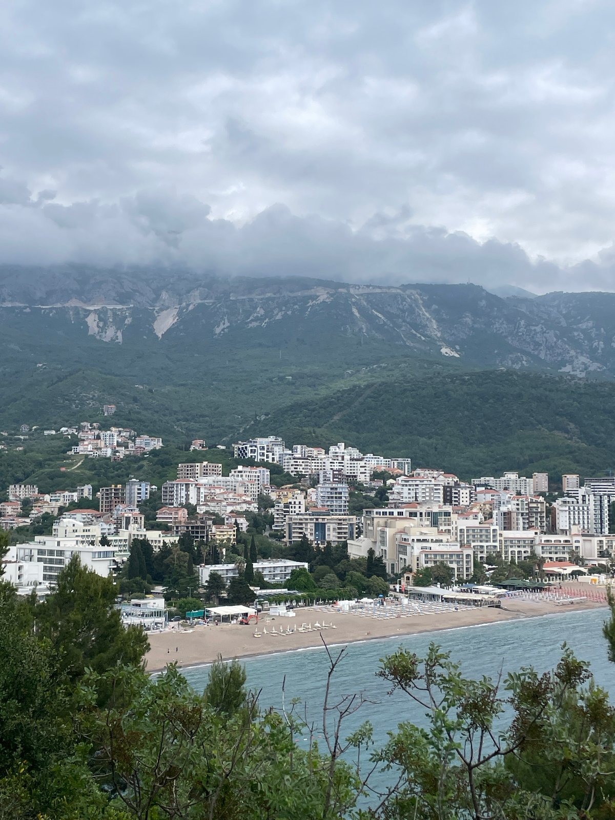 Cloudy day observed in coastal Rafailovići, Montenegro