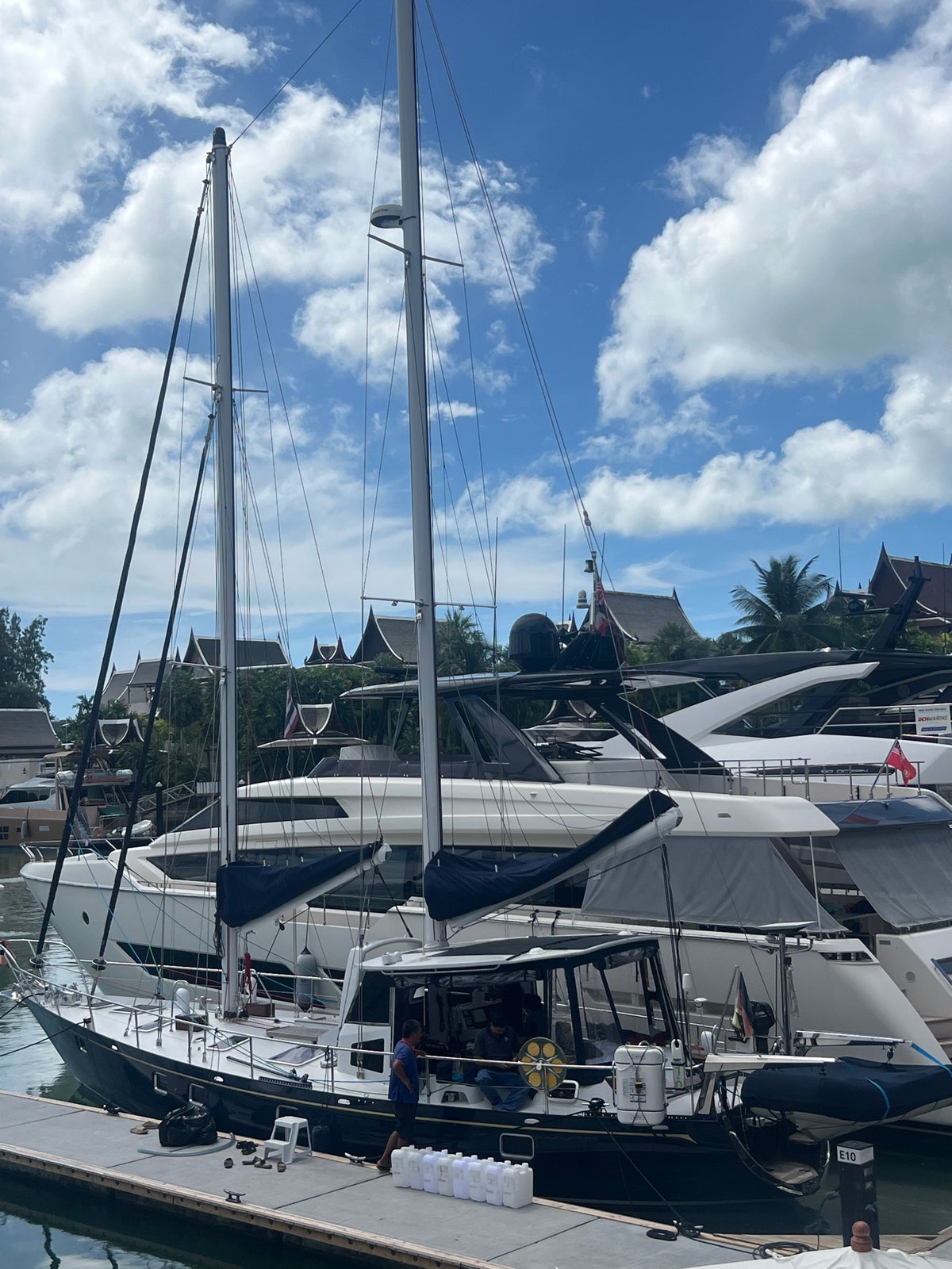 Ko Kaeo marina on a bright morning, yachts and waterfront