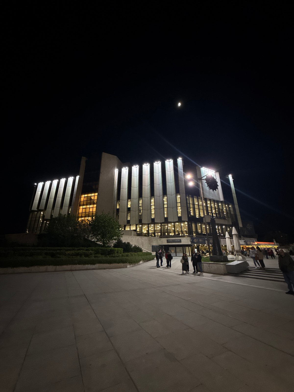 Evening activity documented at modern building in Sofia