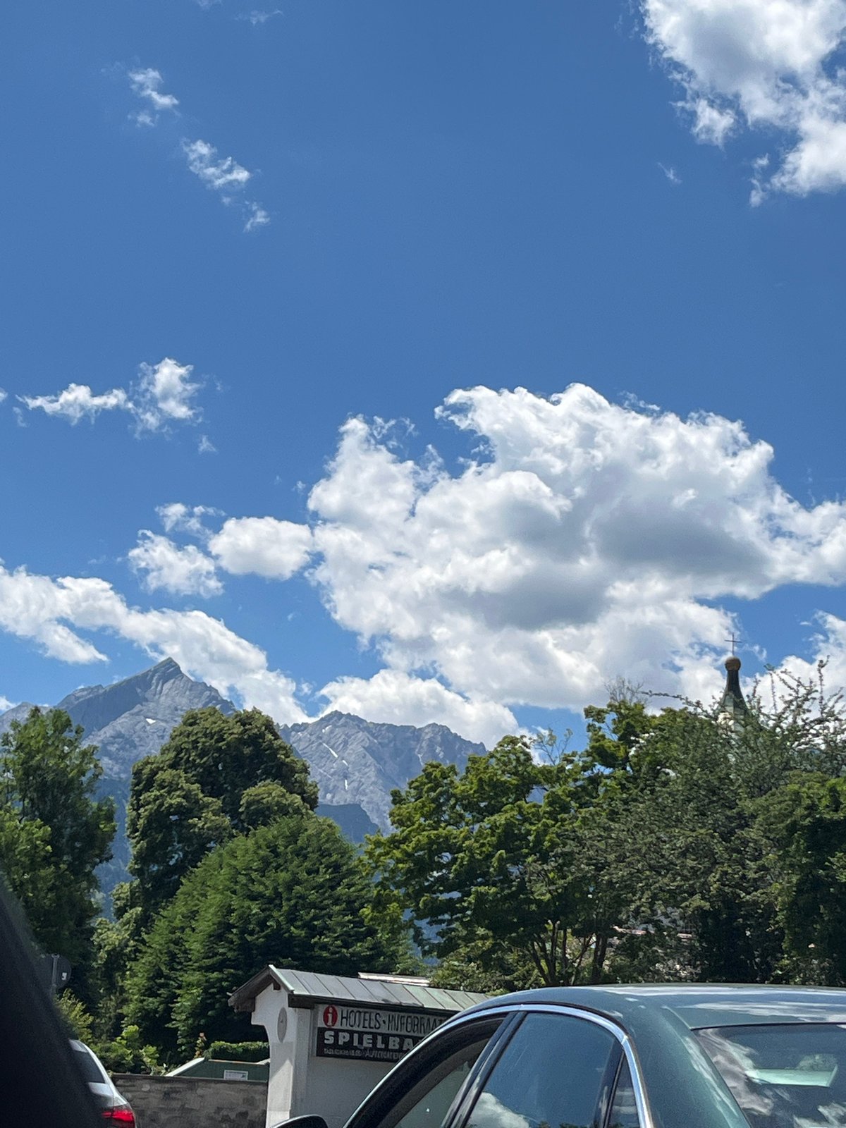 Street-level views of Garmisch-Partenkirchen on a sunny Alpine afternoon