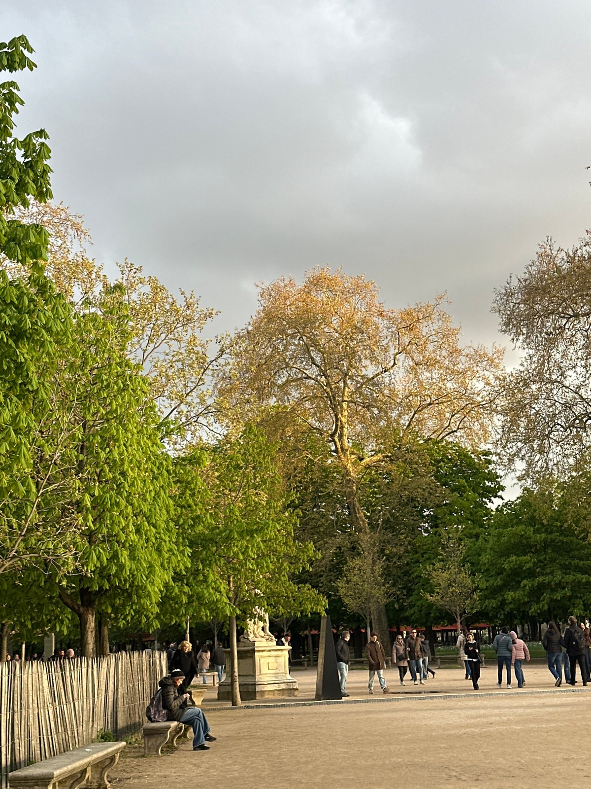 Spring afternoon stroll through Tuileries Garden in Paris