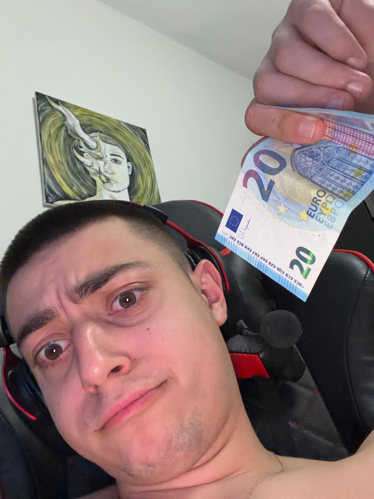 Gamer documents selfie session with accessories in Sofia