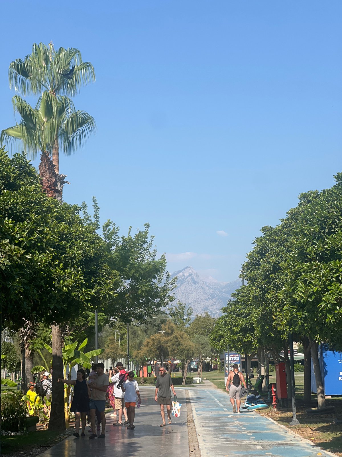 Sunny morning along Antalya's beachside promenade and coastal road