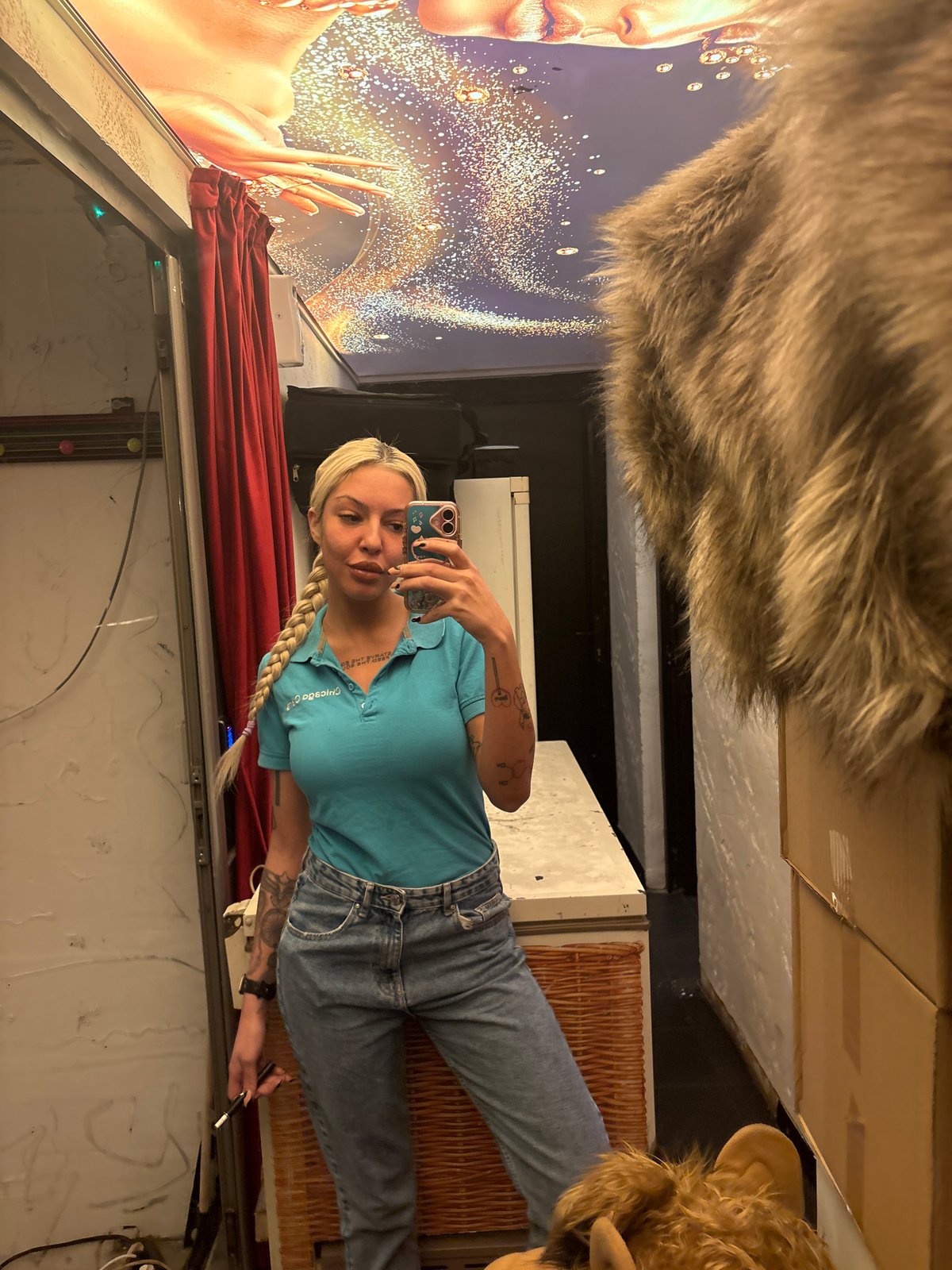 Woman takes selfies at modern restaurant in Plovdiv