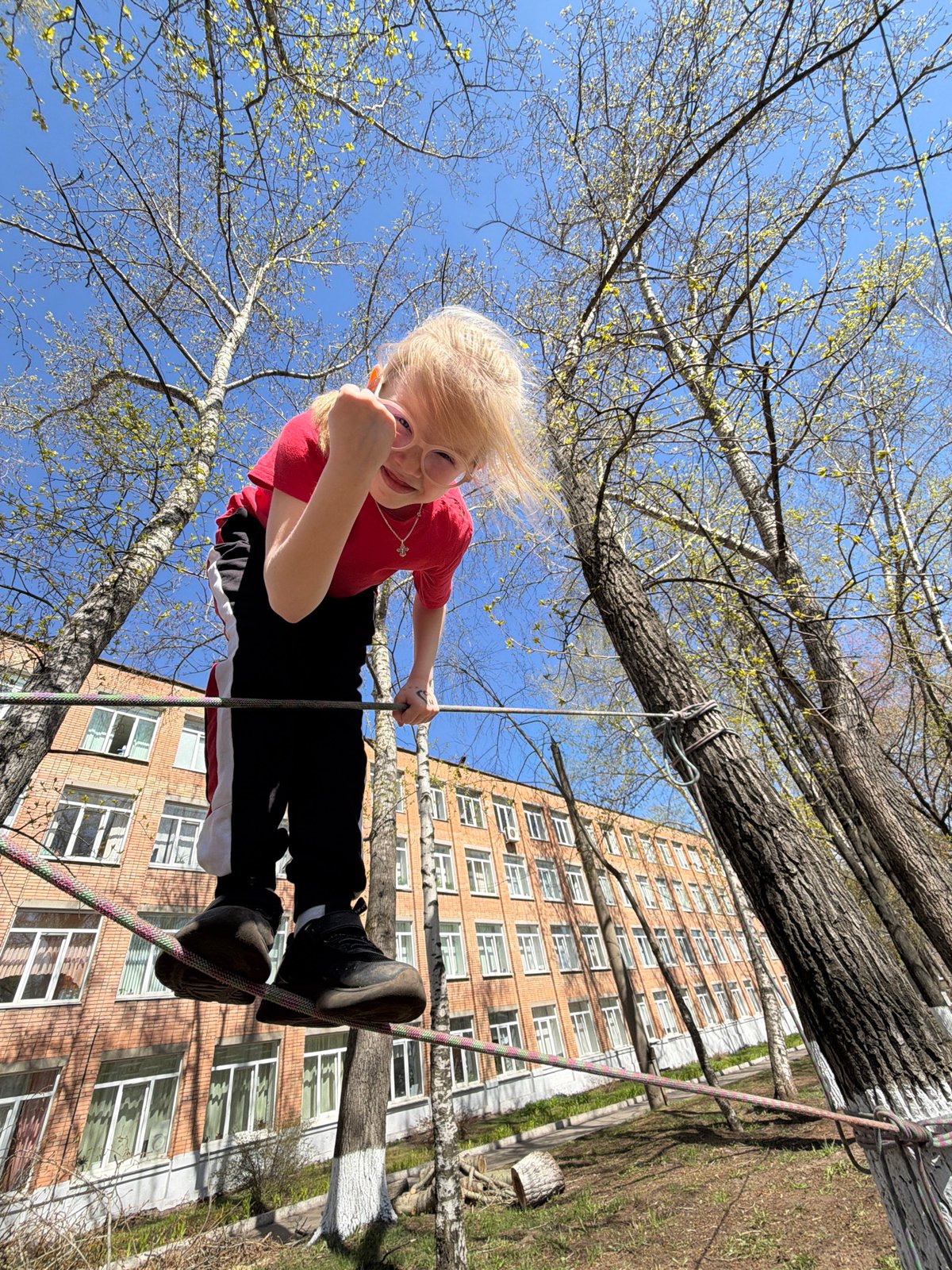 Children Play on Rope Obstacles in Izhevsk Park