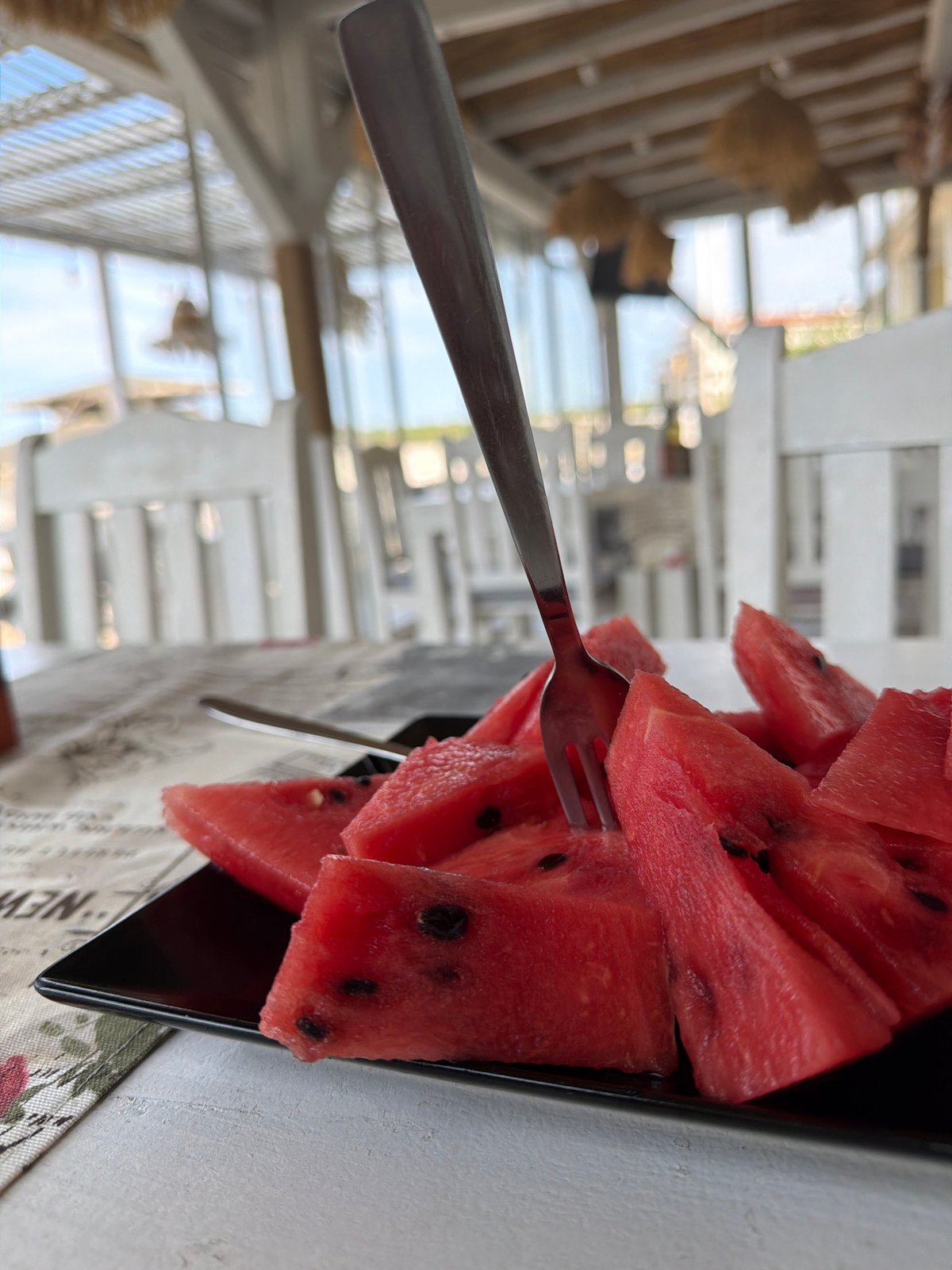 Summer afternoon snacks and sunglasses in Tsarevo, Bulgaria