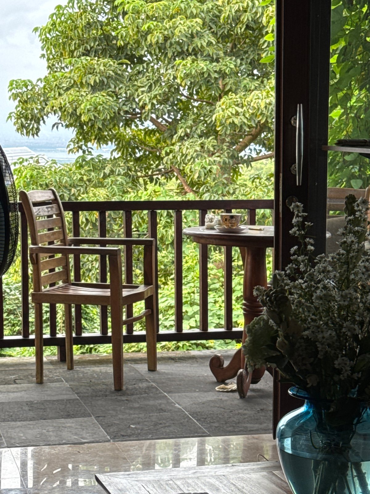 Interior view captures balcony furniture in Ungasan, Indonesia