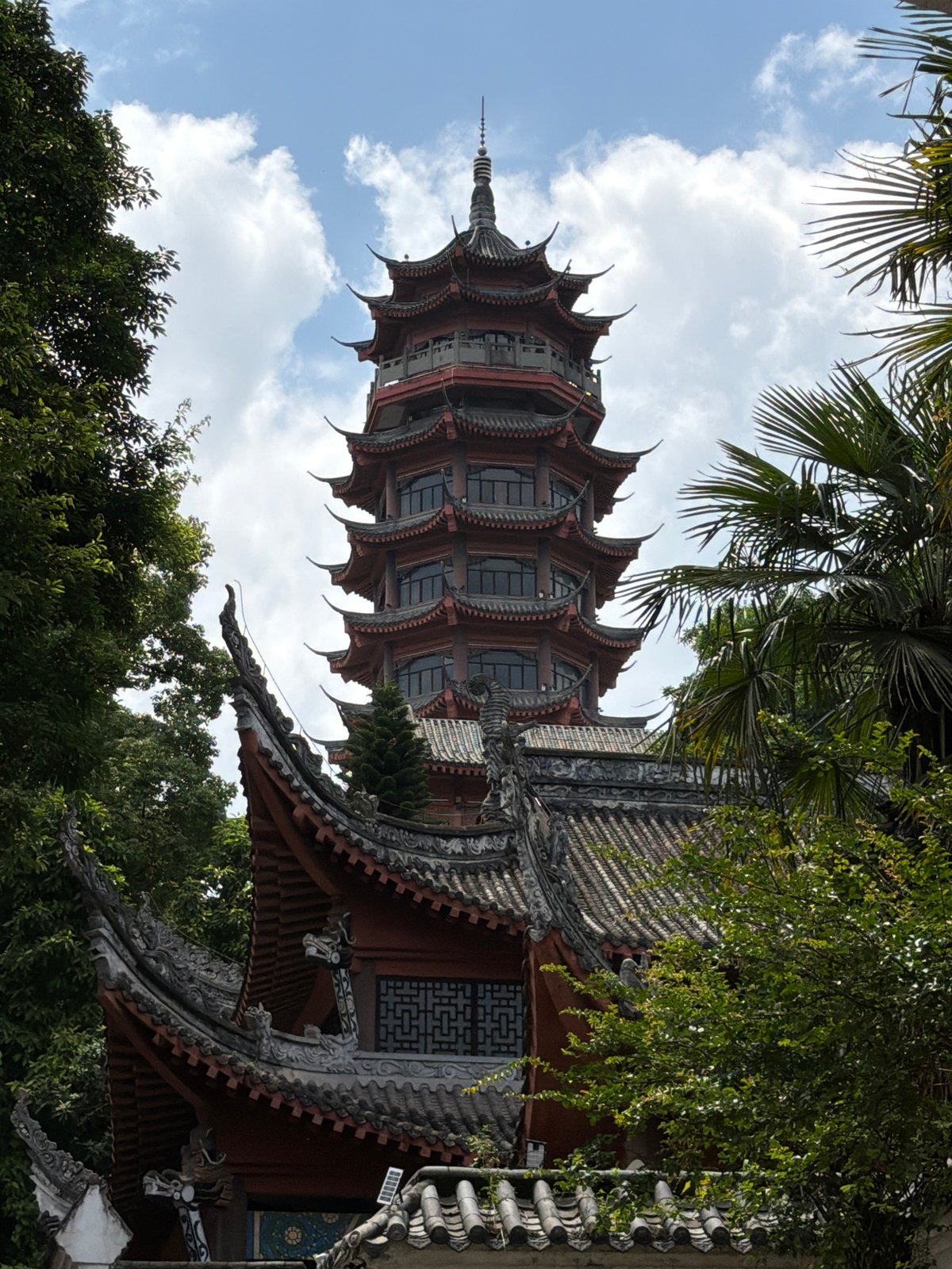 Traditional pagoda rises above Jiulongpo District, Chongqing