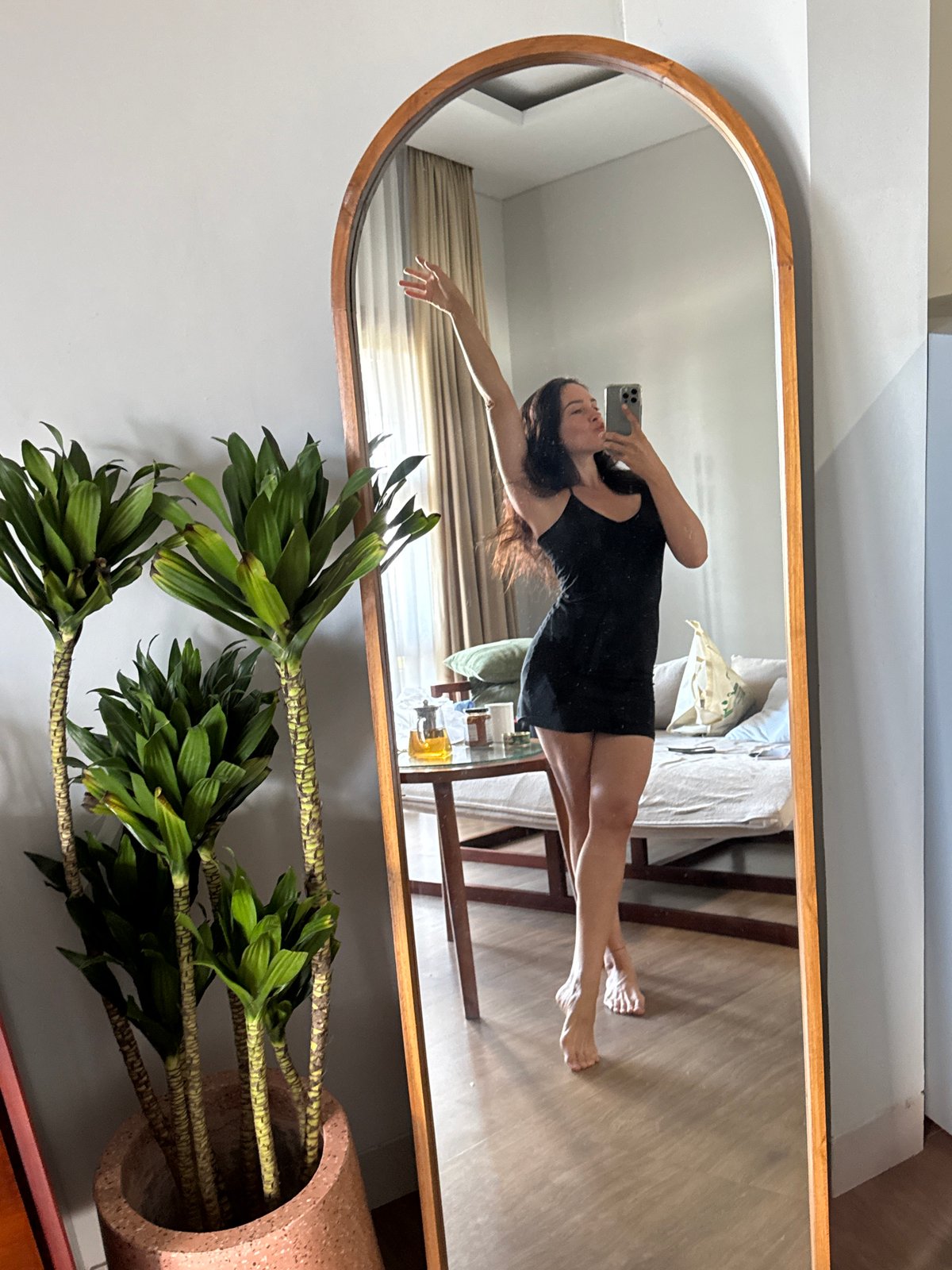 Mirror selfie session in a North Kuta bedroom, Bali