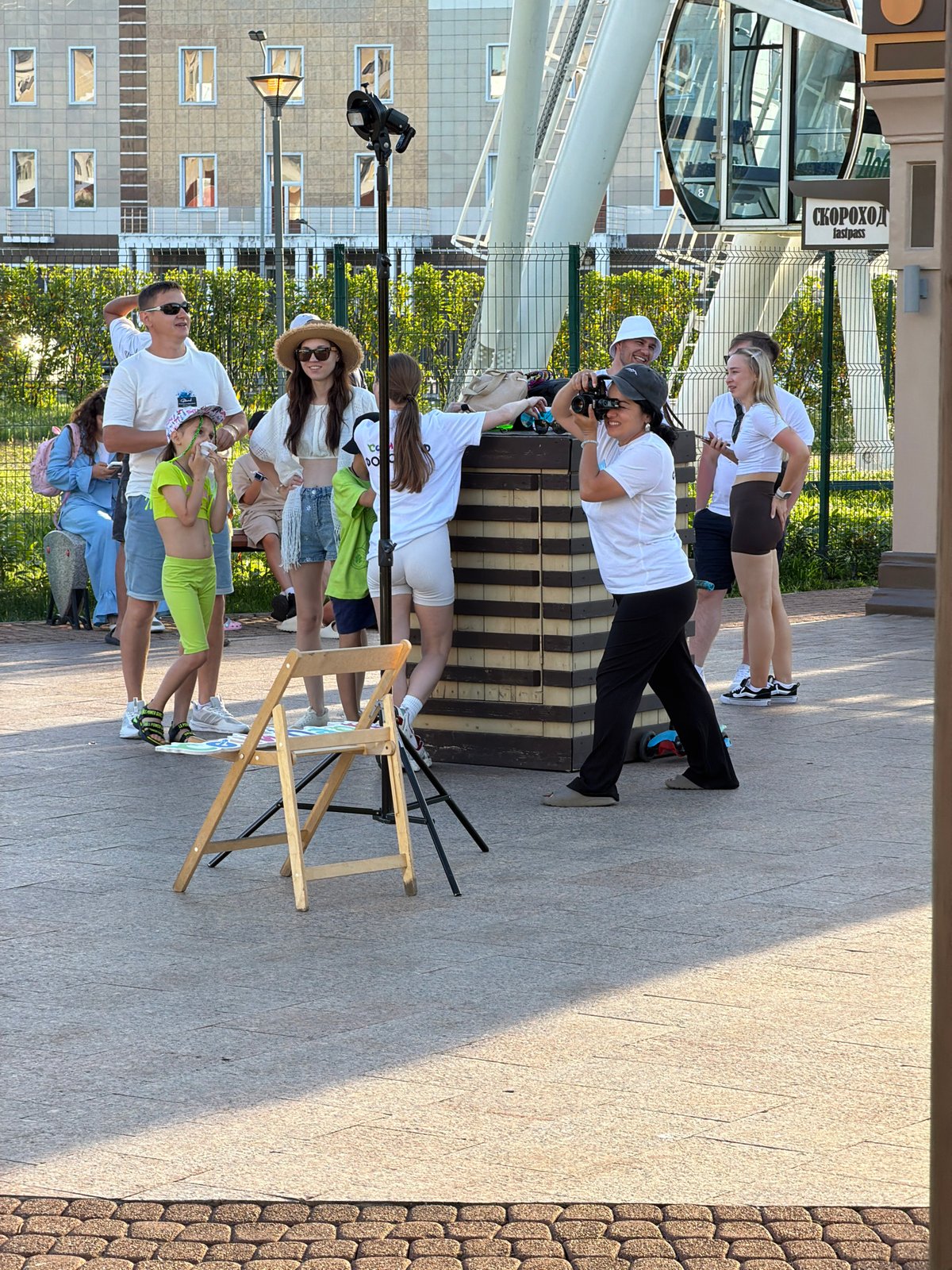 Sunny afternoon leisure scene at Sirius promenade, Russia