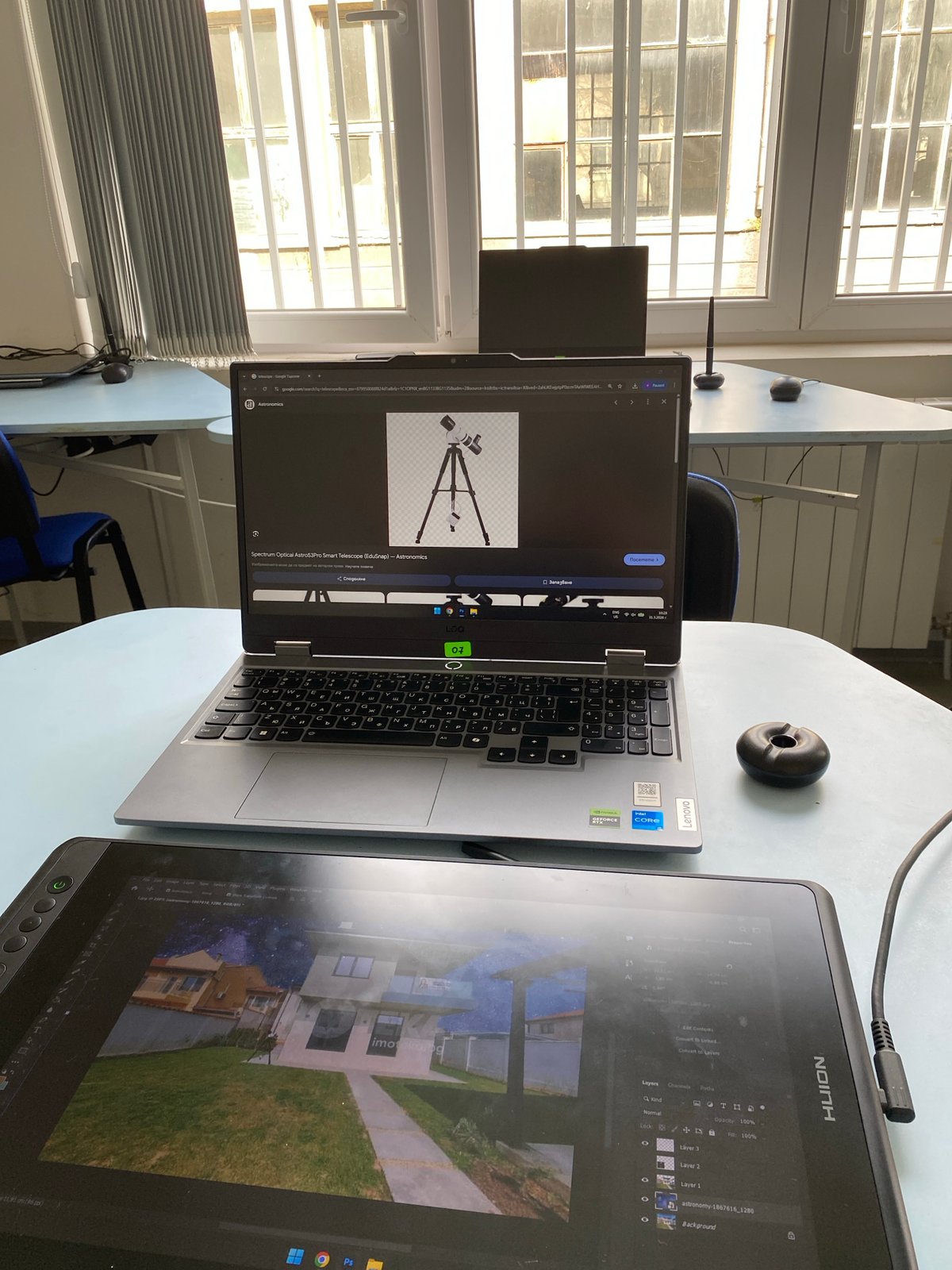 Workspace with Lenovo laptop documented in Varna