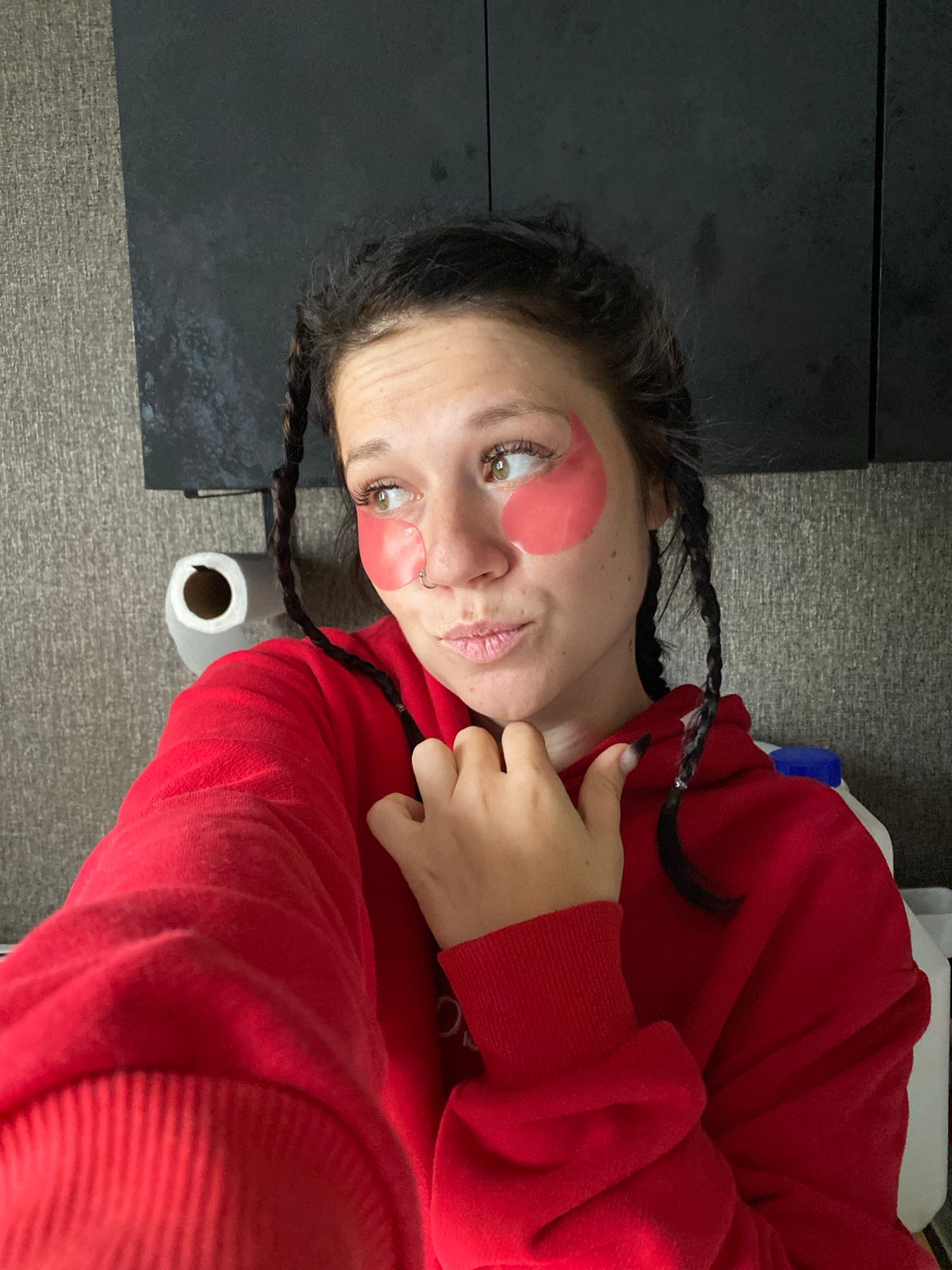 Casual selfie with under-eye patches in Chaikovsky, Russia