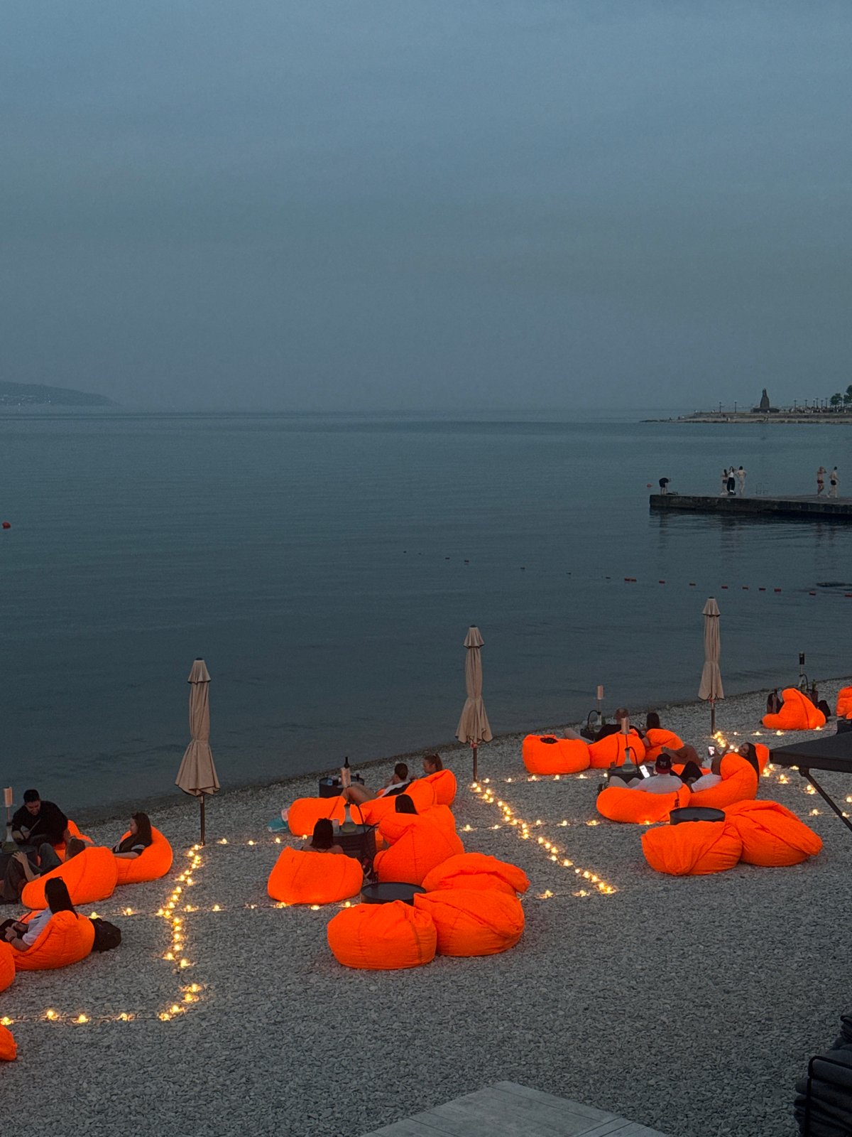 Sunset evening on the Novorossiysk Black Sea waterfront