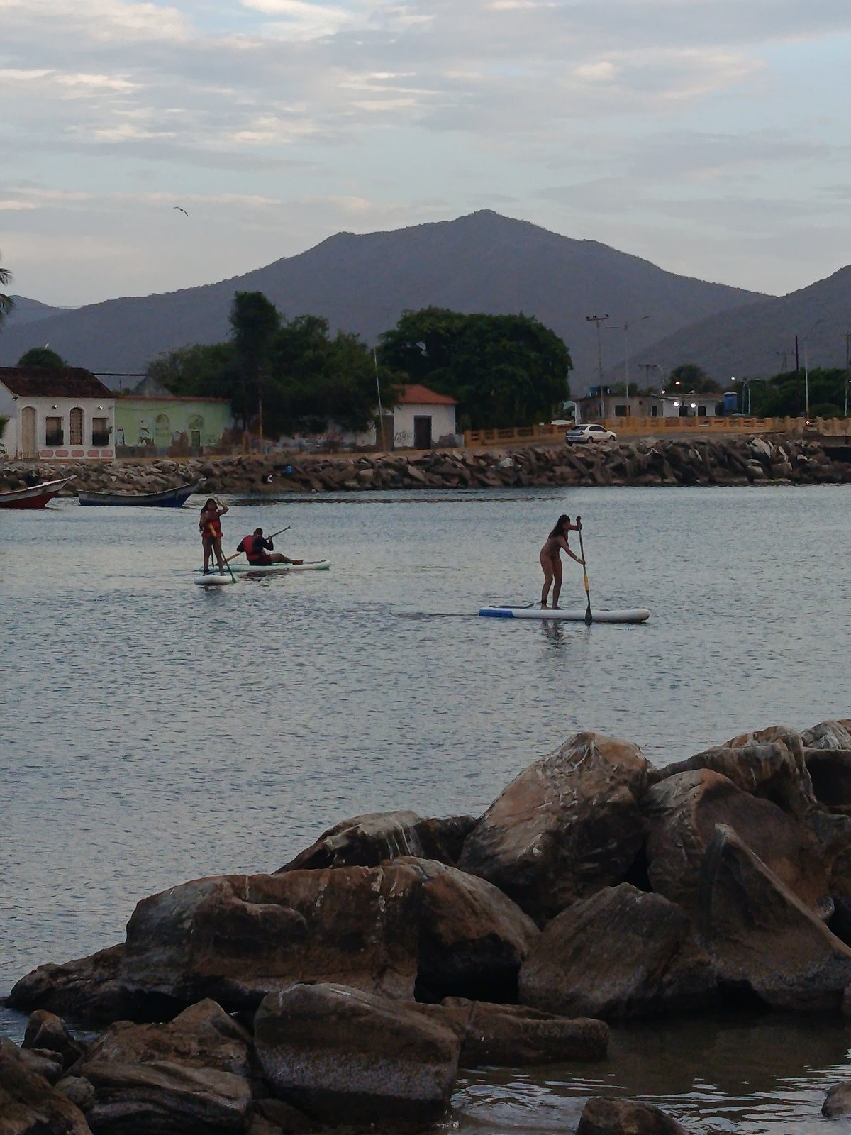 Evening coastal life documented in Juan Griego Venezuela harbor