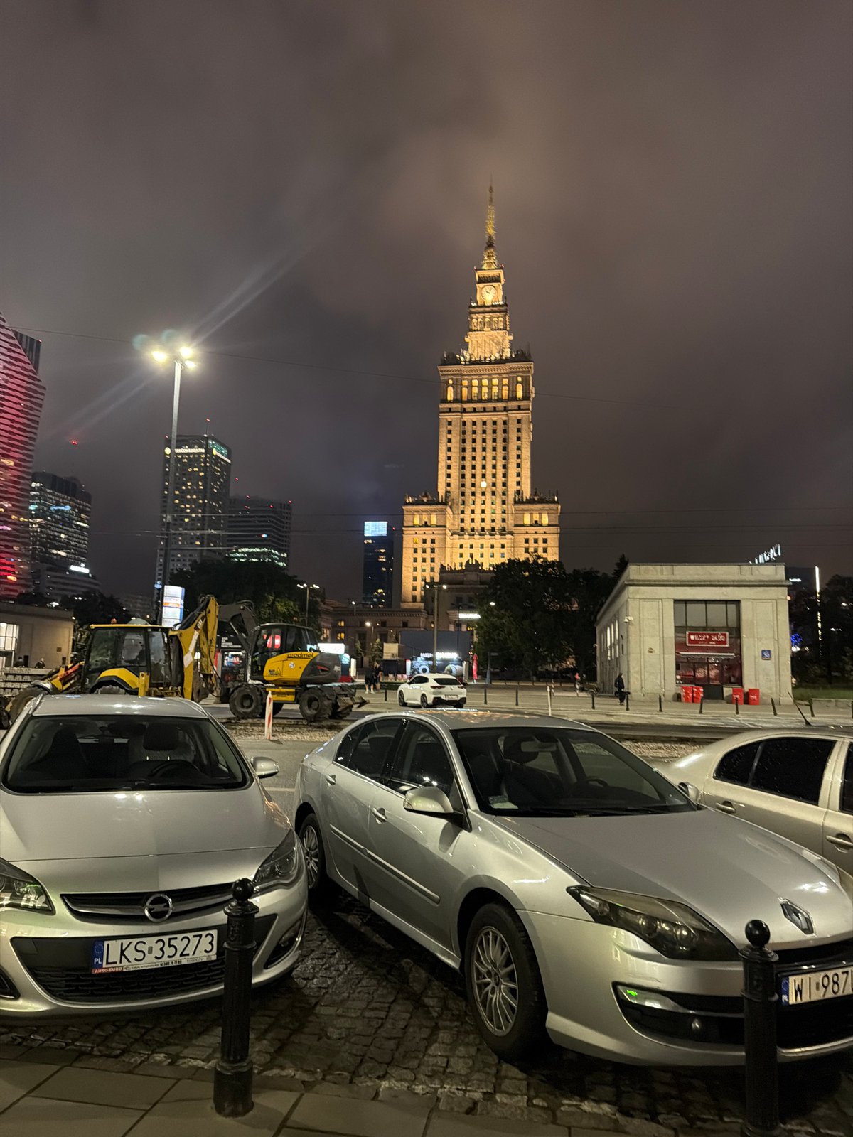 Warsaw street scenes captured near Palace of Culture building