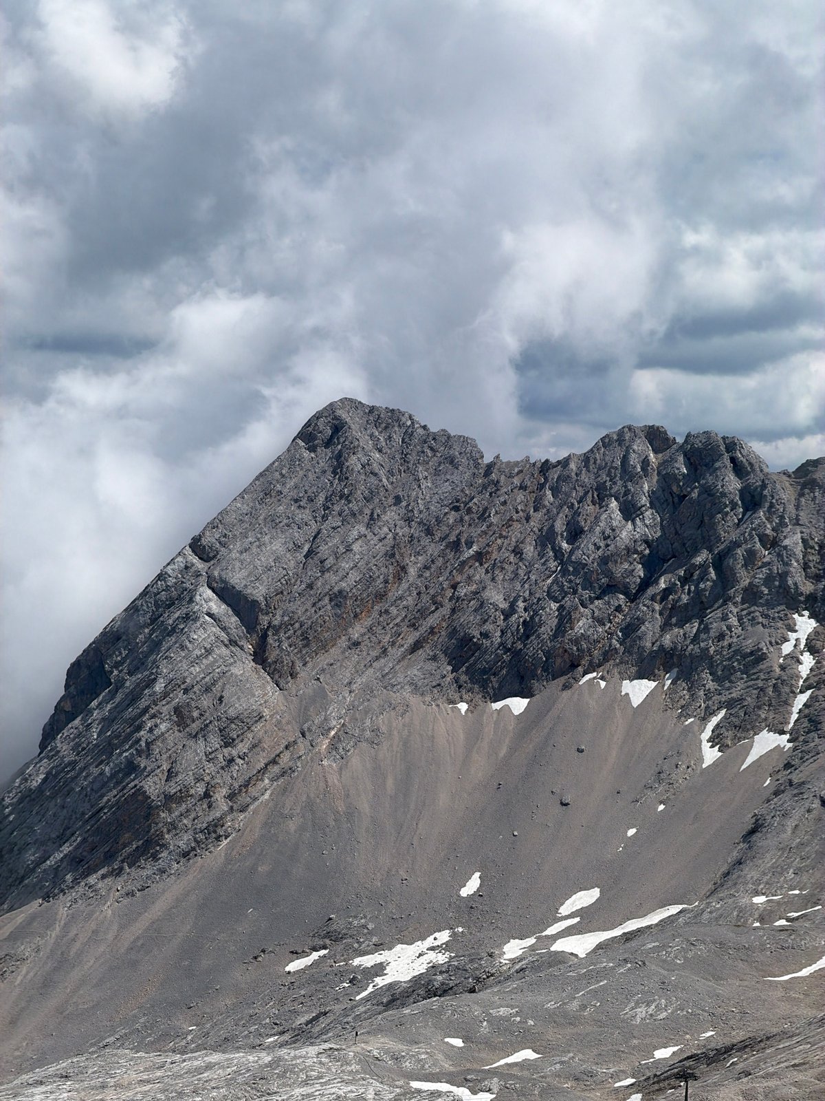 Up on the Zugspitze: rocky summit views through summer clouds