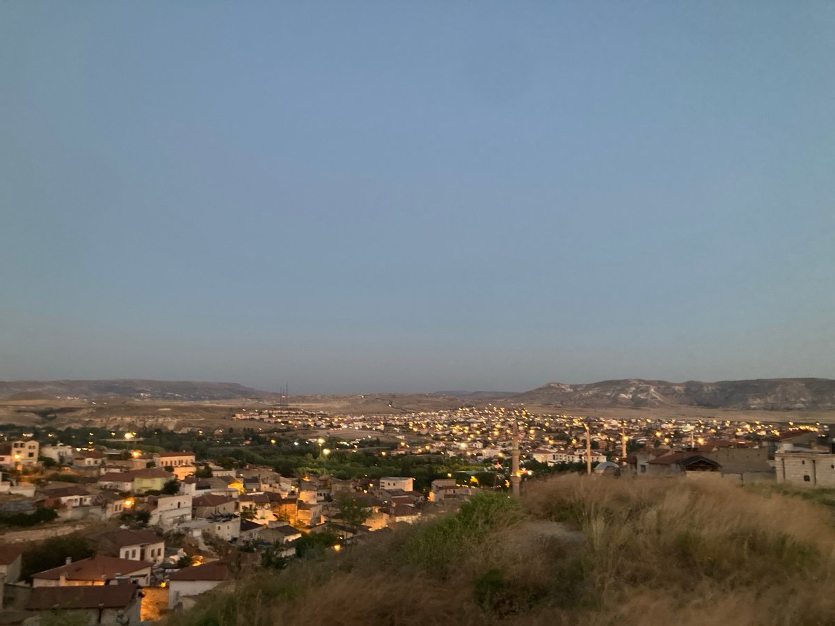 Avanos at dusk, seen from the dry hills above