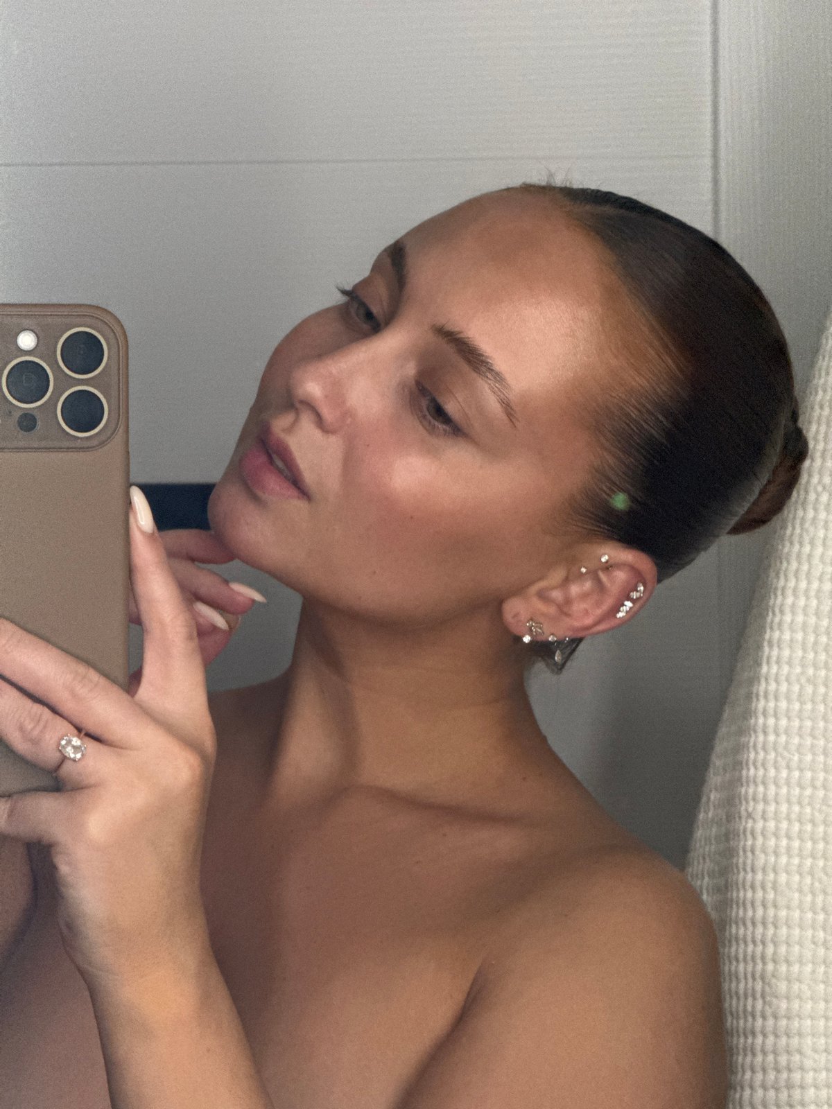 Woman takes selfie in Chaikovsky, Russia