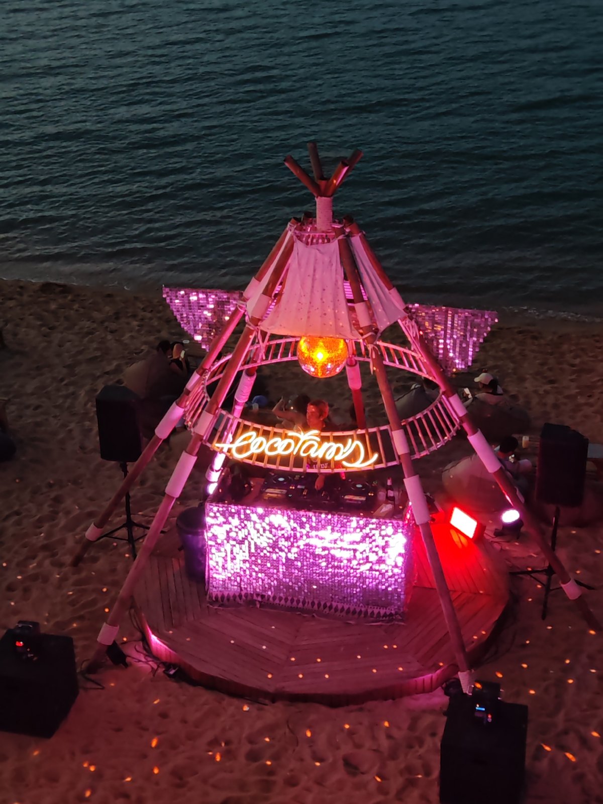 Evening beachfront dining scene captured in Baan Bo Phut Thailand