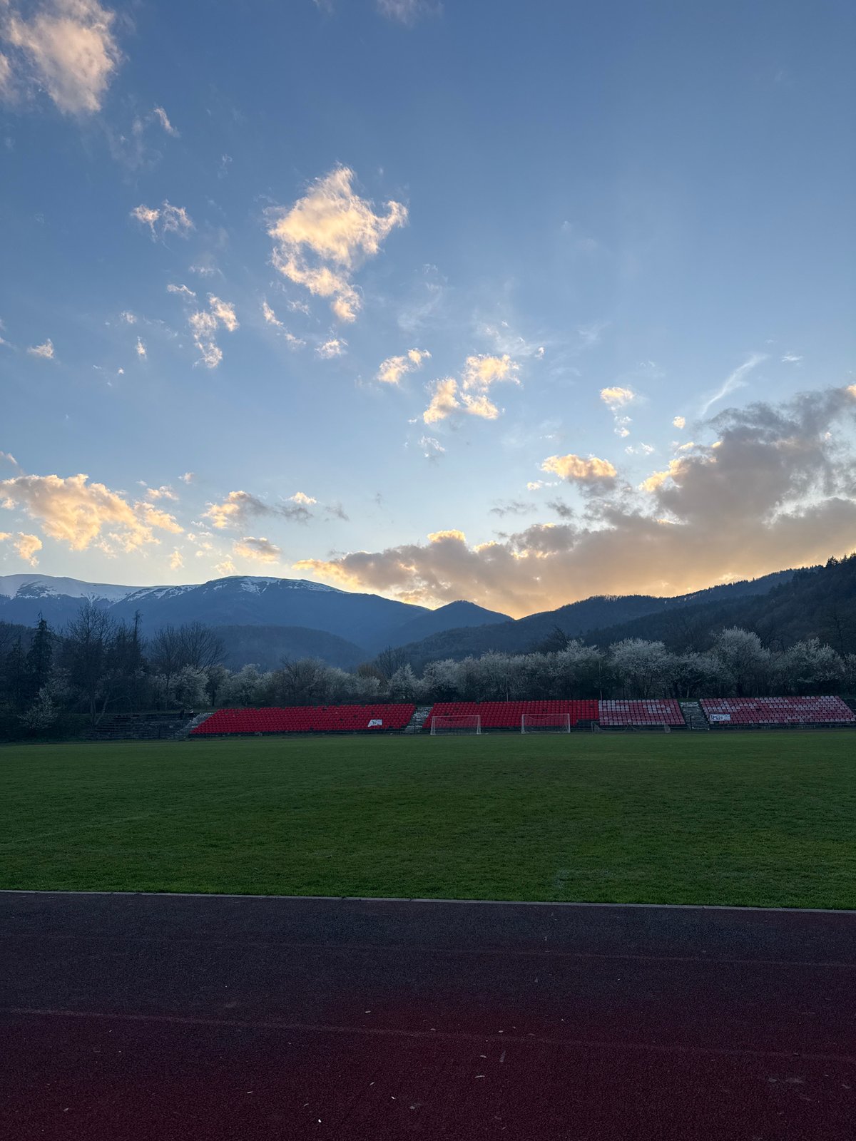 Golden hour sunset observed in Berkovitsa, Bulgaria