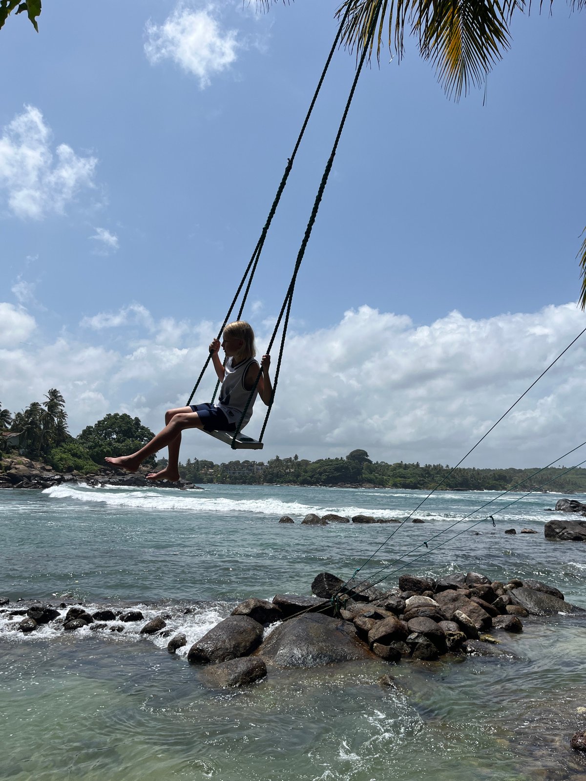Rope swing and lighthouse at Sri Lanka's southern tip