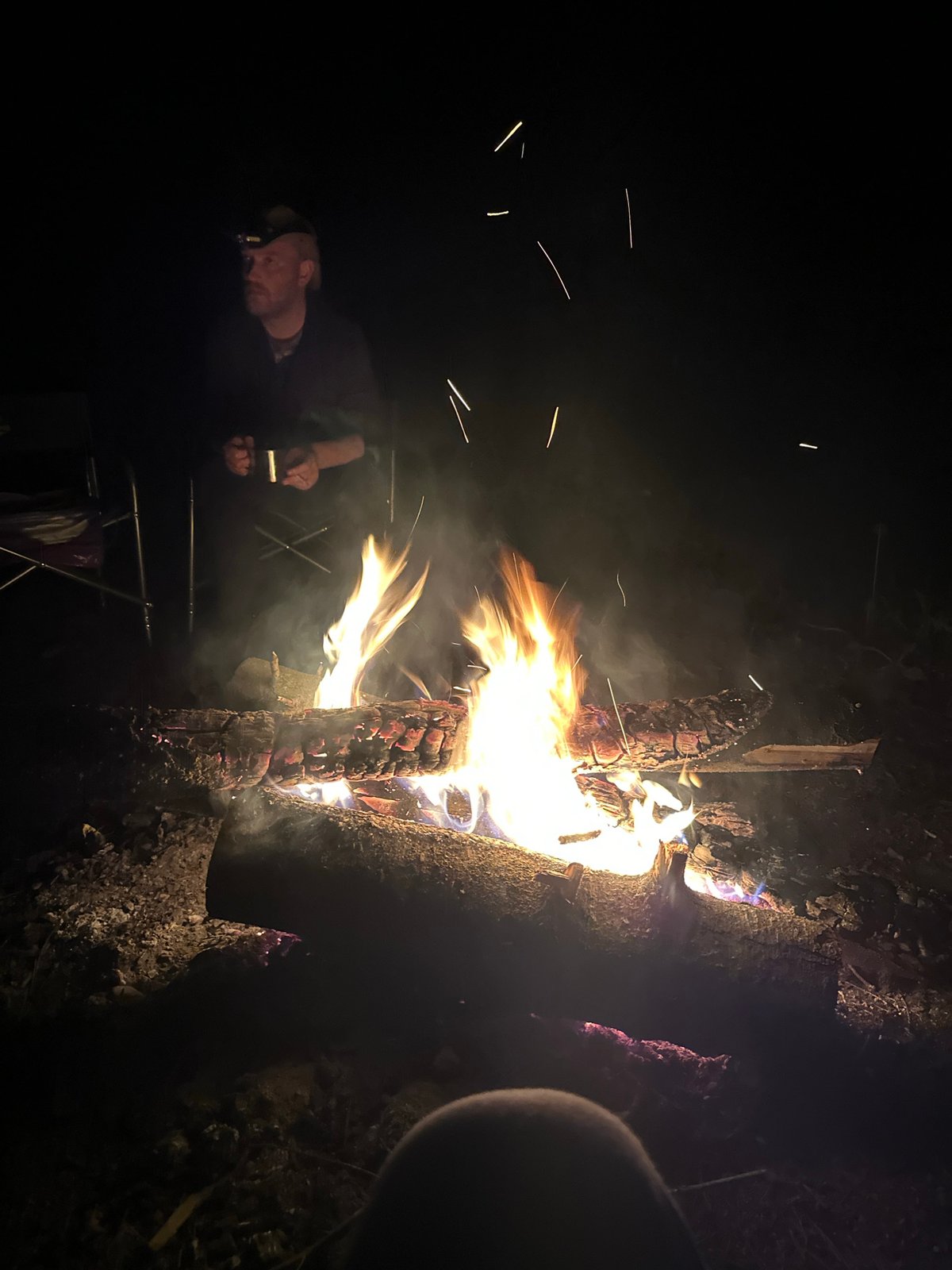 Evening campfire documented in rural Belarus over two-hour period