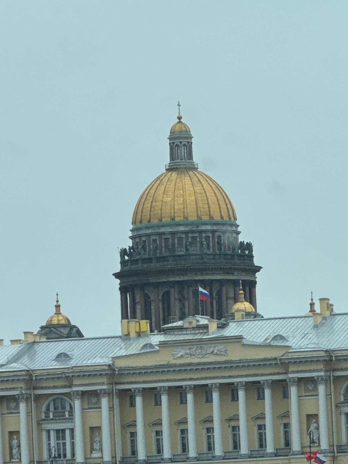 Historic Saint Petersburg architecture photographed under overcast skies