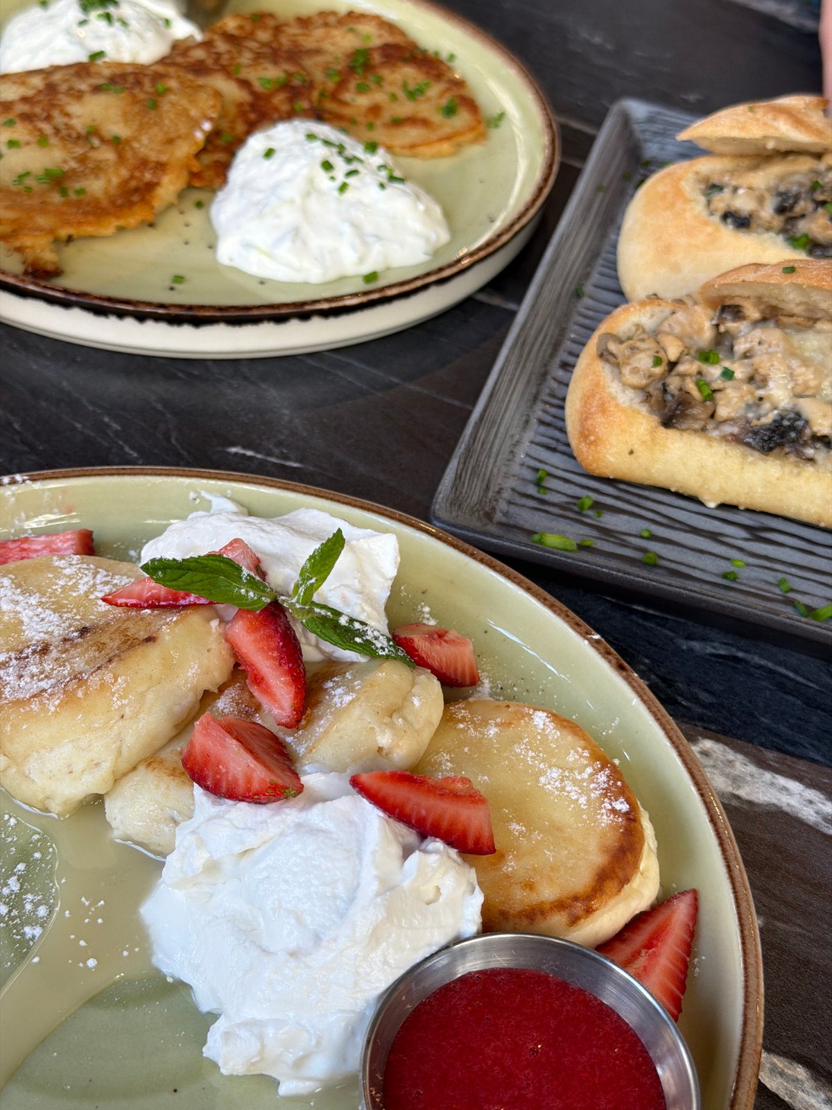 Lunch documented in Haifa features stuffed bread rolls