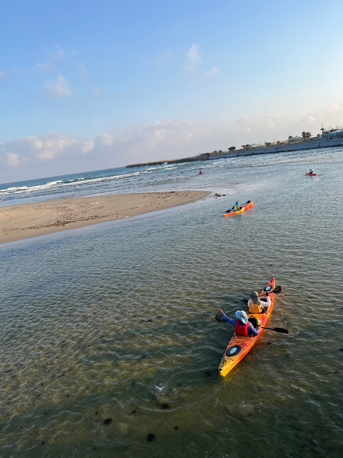 Kayaking the calm shallows near Tel Aviv's Yarkon estuary