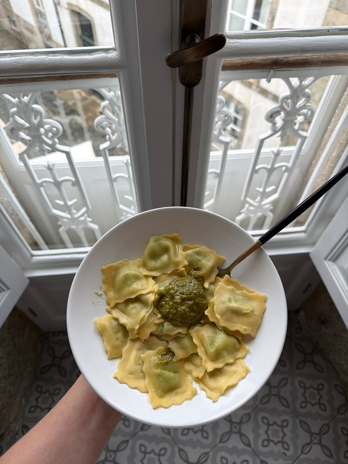 Ravioli lunch captured in Santiago de Compostela