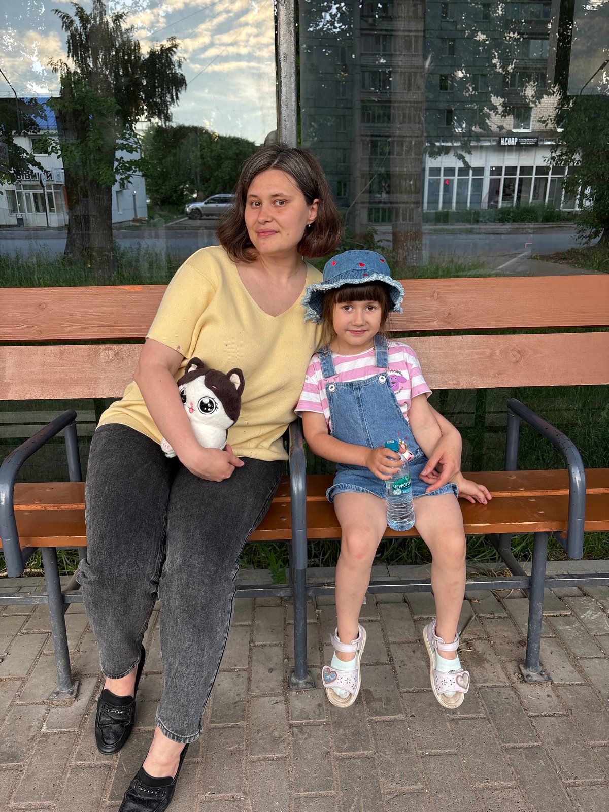 Woman and child spend quiet afternoon in Chaikovsky, Russia